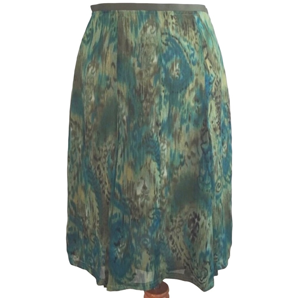 Worthington sheer-lined blue green skirt